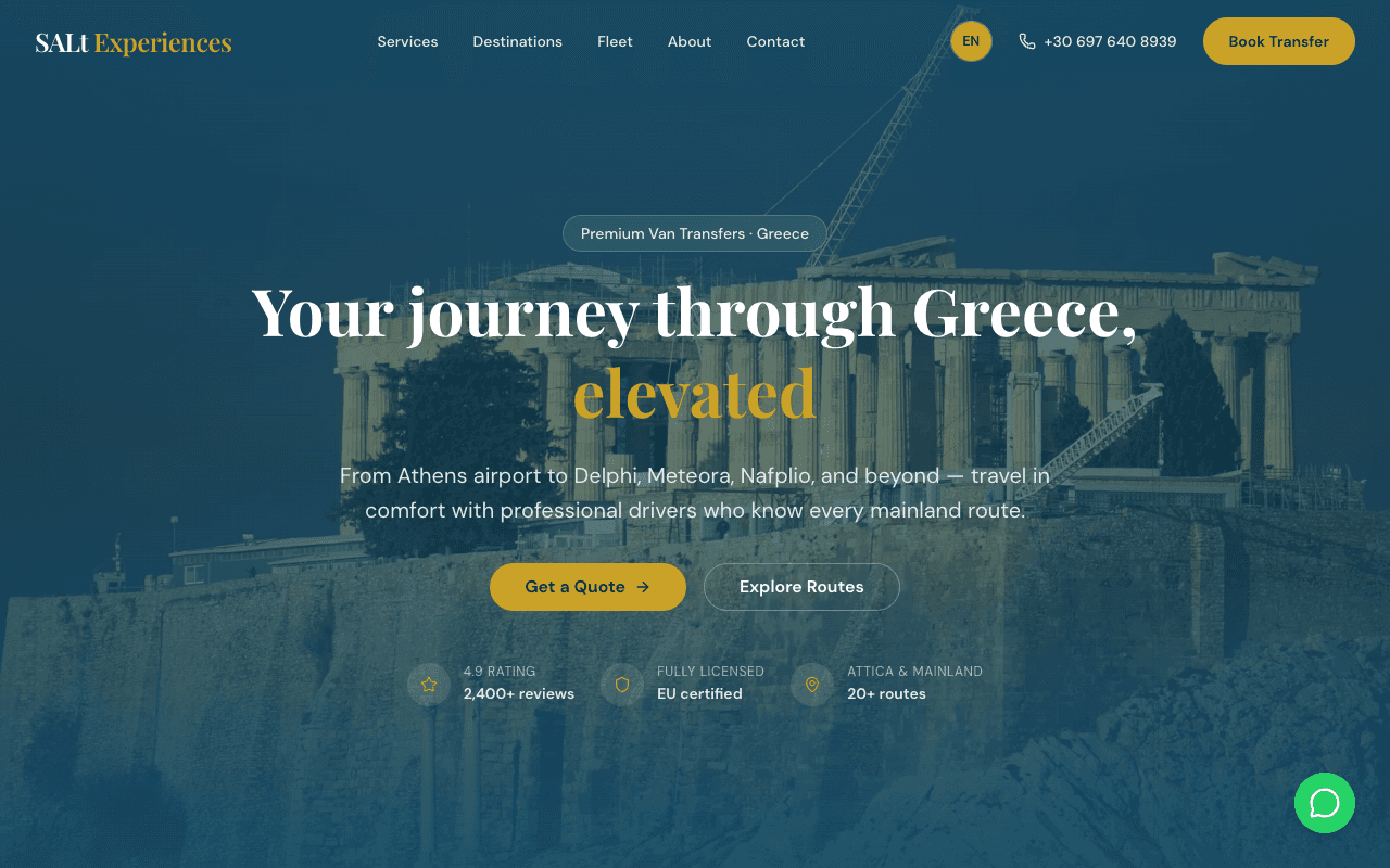 Προεπισκόπηση του site SALt Experiences